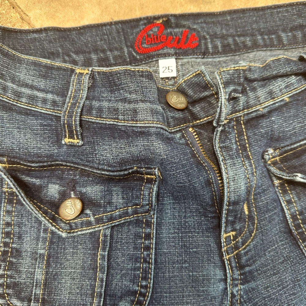 Vintage Blue Cult Boot Cut Jeans with Patch Pockets